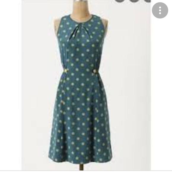 Anthropologie Dresses & Skirts - Girl from Savoy teal polka dot dress